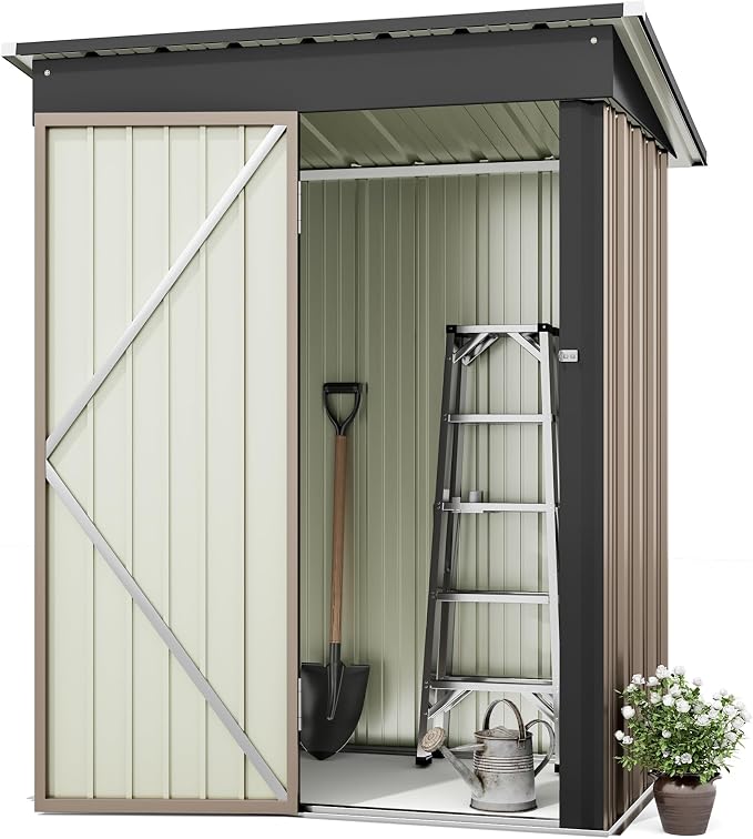 Greesum Outdoor Storage Shed 5 x 3 ft. Utility Tool Shed Metal Storage Garden - Image 3