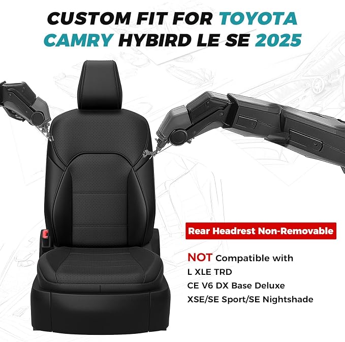 for Toyota Camry Seat Covers LE SE 2025 - Image 2