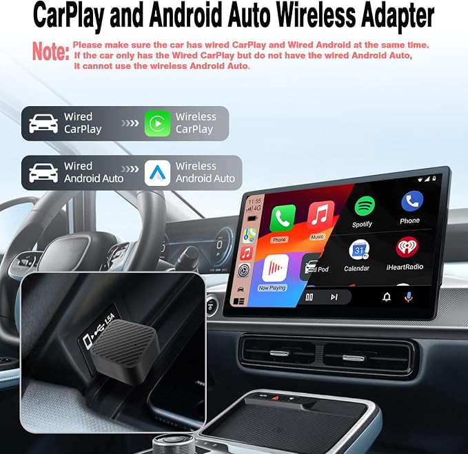 Mini Wireless CarPlay Adapter for iPhone, 2 in 1 CarPlay and Android Auto - Image 2