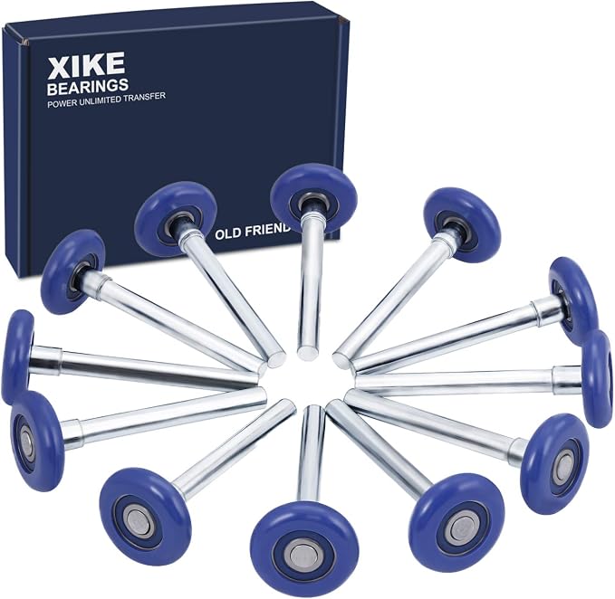 XiKe 12 Pack Blue 2" Nylon Garage Door Roller 4" Stem, Quiet/Durable and High by XIKE+BEARINGS