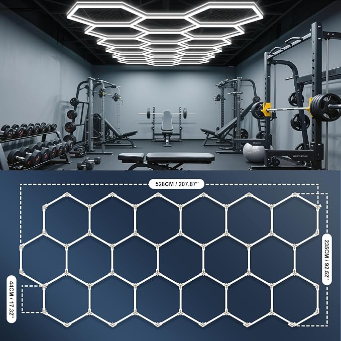BRILLIHOOD Hexagon Garage Lights, LED Car Detailing Lighting, 6500K Super Bright - Image 5