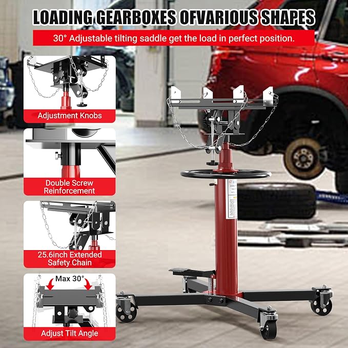 Transmission Jack, 1322lbs Hydraulic Telescoping Transmission Jack, 34.3"-68.5" - Image 4