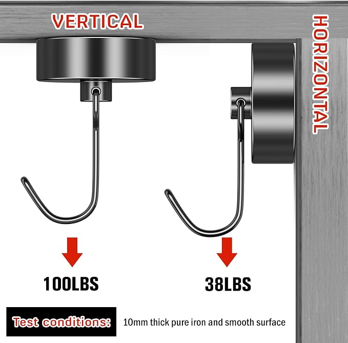 FINDMAG 100lbs+ Magnetic Hooks Heavy Duty, Extra Strong Magnetic Hooks - Image 3