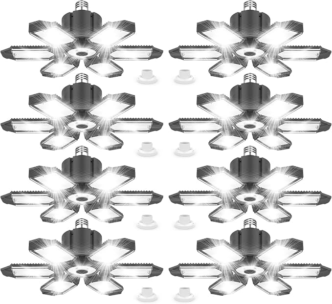 8 Pack 220W Garage Light Ceiling Led Deformable LED Shop Lights by Eqquorva