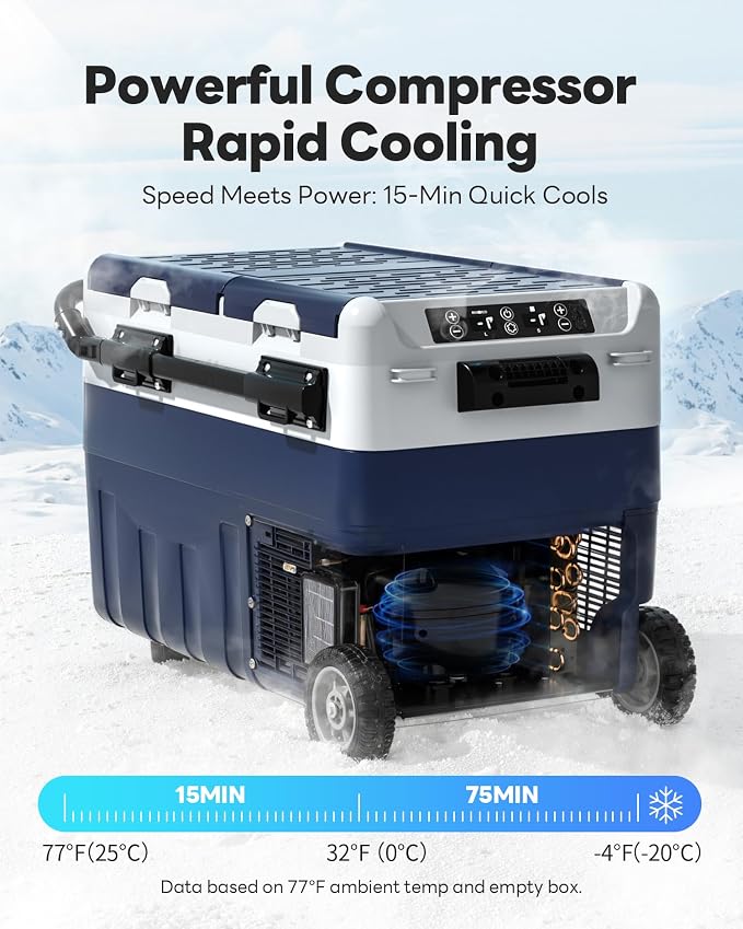 Aeitto 12 Volt Car Refrigerator, 42QT Dual Zone Portable Car Fridge Freezer - Image 3