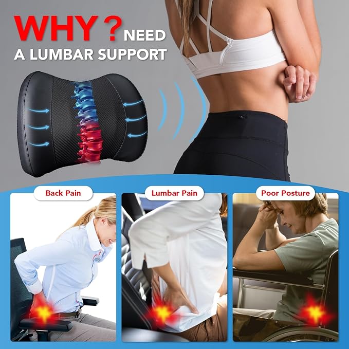 Lumbar Support Pillow for Car, Memory Foam Lumbar Pillow for Lower Back Pain - Image 3
