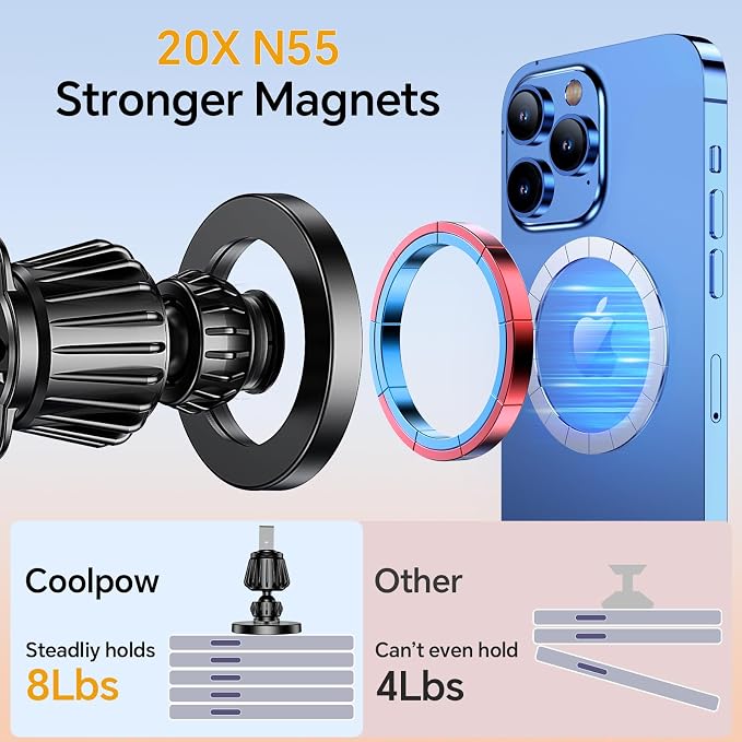 Coolpow for MagSafe Car Mount【Windshield+Vent+Dash】Magnetic Phone Holder for - Image 3