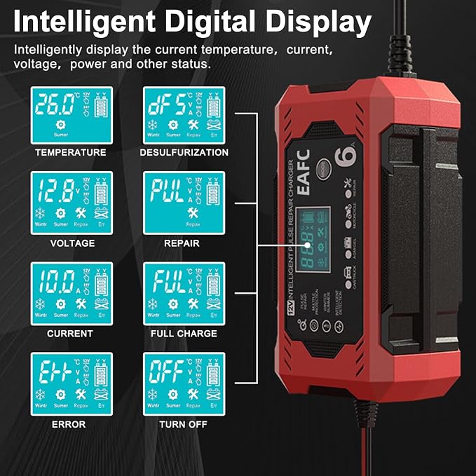 6-Amp Battery Charger, 12V Trickle Charger Car Battery Charger, Smart Automatic - Image 7