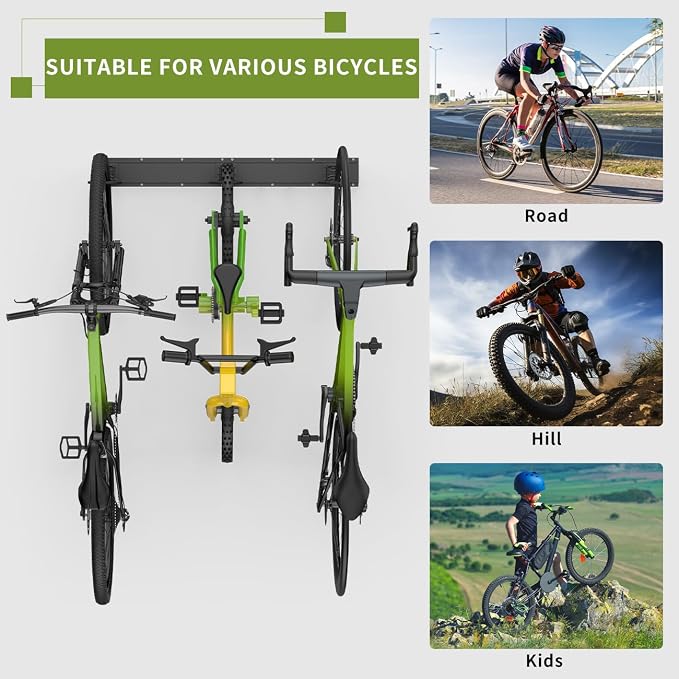 Bike Storage Rack 48Inch for 6 Bikes + 5 Helmets, 500lbs Capacity, Heavy Duty - Image 6
