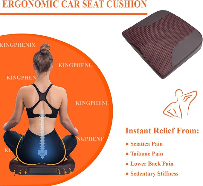 kingphenix Premium Car Seat Cushion, Memory Foam Driver Seat Cushion to Improve - Image 8