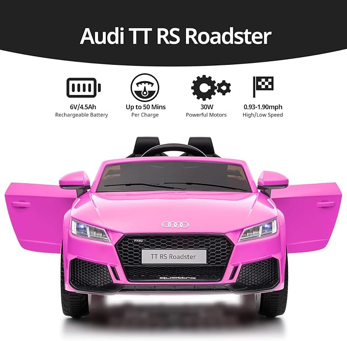 Electric Car for Kids, Licensed Audi 6V Kids Ride on Car Toy for Toddlers - Image 3