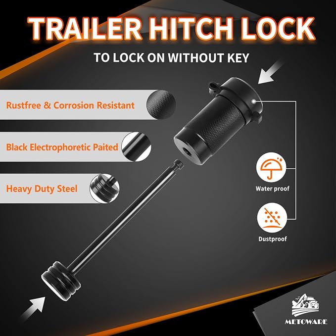 METOWARE Trailer Tongue Coupler Lock 1/4" Dia, 3-1/2" Span, Trailer Hitch Lock - Image 3