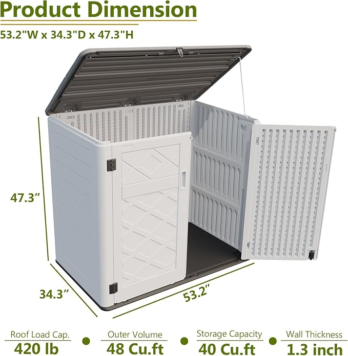 HOMSPARK Storage Shed Weather Resistance, Horizontal Storage Shed - Image 5