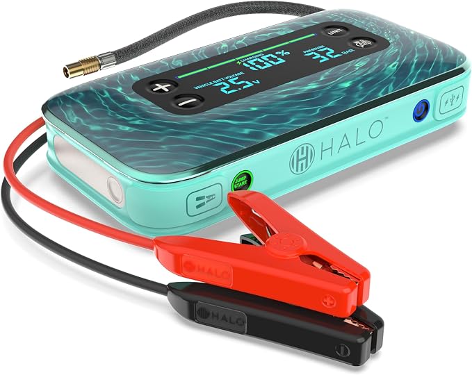 HALO Bolt Air+ 1750 Portable Car Battery Jump Starter | 130 PSI Air Compressor by Halo