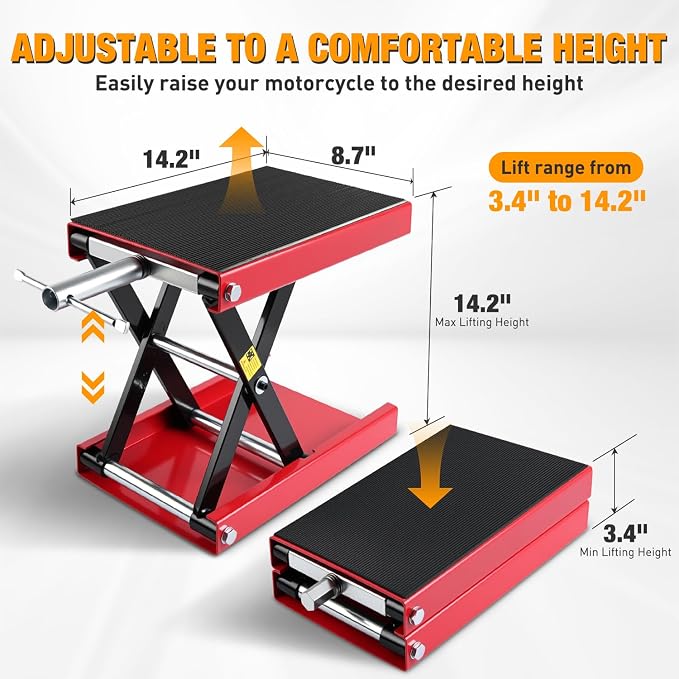 Nilight Motorcycle Lift Jack 1100 LBS Scissor Jack Stand Lift from 3.4" to 14.2" - Image 3