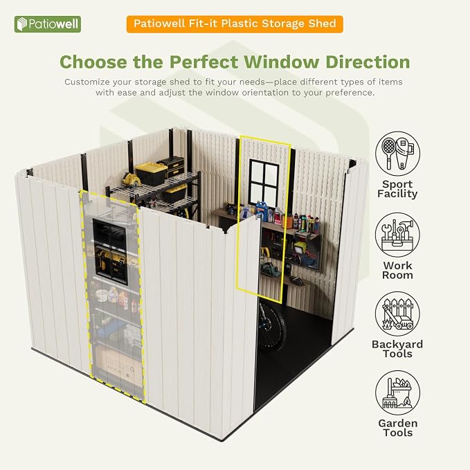 Patiowell 8 x 6 FT Resin Outdoor Storage Shed - Image 8