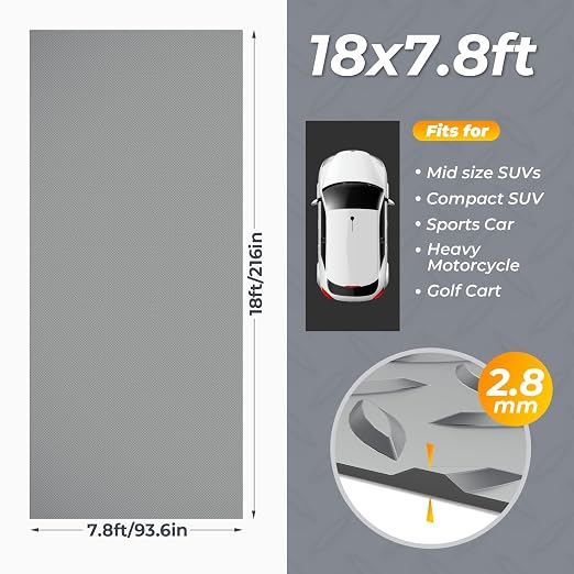 7.8 x 18 FT Garage Floor Mats for Under Car, 2.8mm Thickened Rubber Garage - Image 6