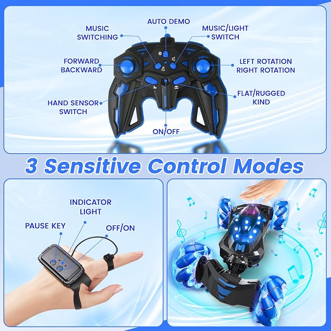 Gesture Sensing RC Stunt Car, 4WD Drift Hand Controlled 360° Flips Trick Car - Image 5