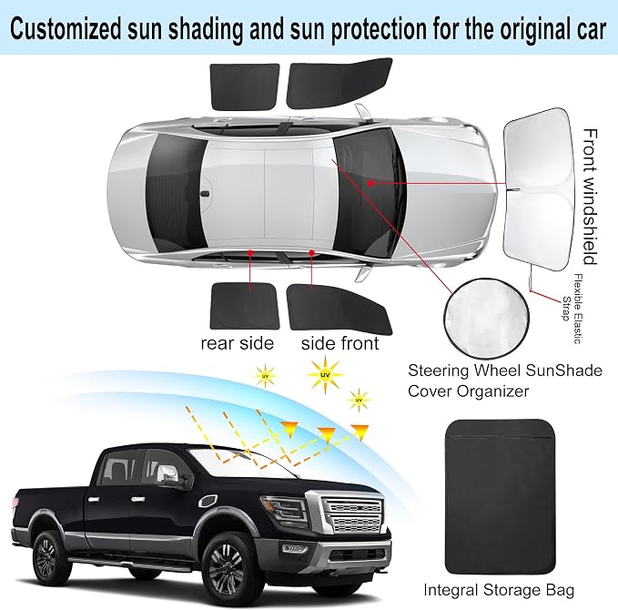 TINGLU Window Shades for Nissan Titan 2020-2024 Accessories Full Windows - Image 3