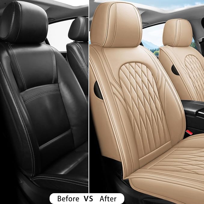 WELLDO Car Seat Covers Front Seats, Leather Seat Covers - Image 5