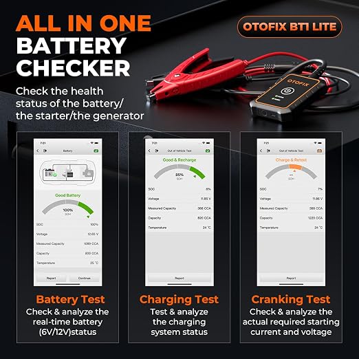 OTOFIX Car Battery Tester BT1 Lite, 6V 12V 100-2000 CCA Car Battery Analyzer - Image 5