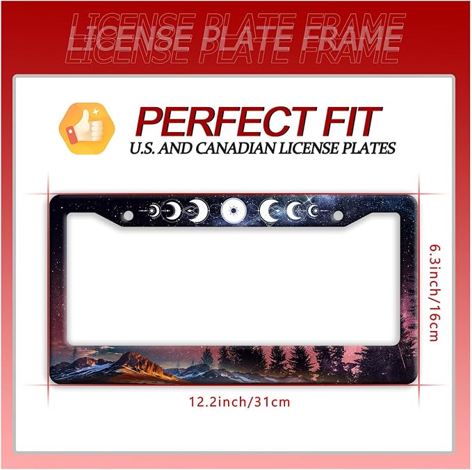 Moon Phases License Plate Frame Starry Sky Forest Moon License Plate Frames - Image 7