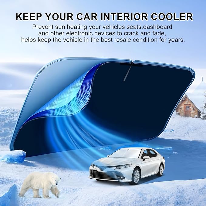 T TGBROS Windshield Sun Shade for Toyota Camry 2018-2024 Accessories Foldable - Image 2