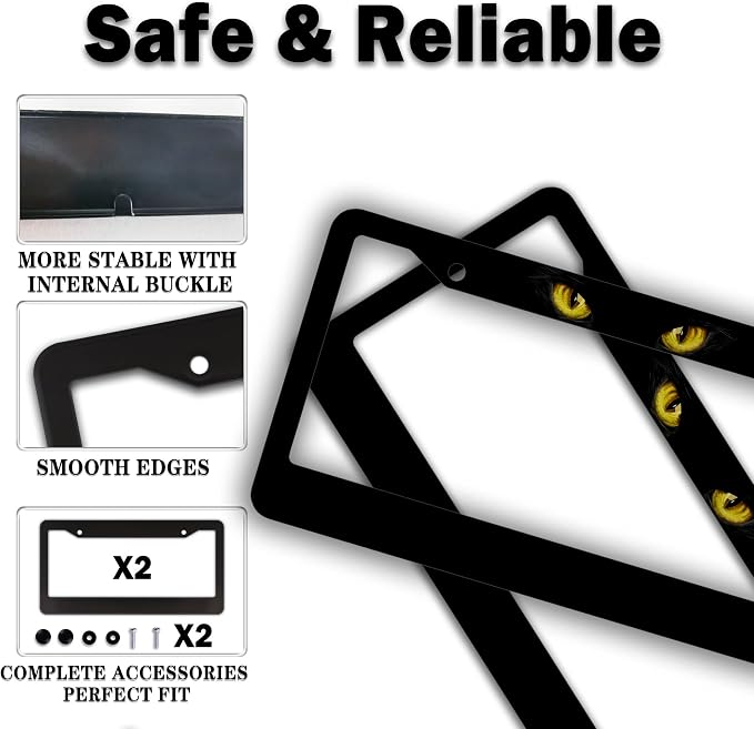 Car Plate Frame Black License Plate Frames Black Cat - Image 4