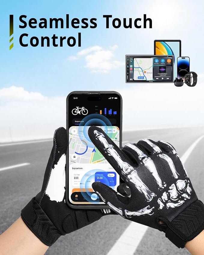 RIGWARL Skeleton Motorcycle Gloves Men Women Touchscreen, Non-Slip Mountain - Image 5
