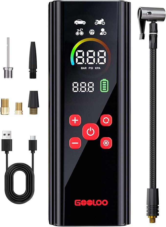 GOOLOO AP150 PRO Tire Inflator Portable Air Compressor, Upgraded UI Color LED by GOOLOO