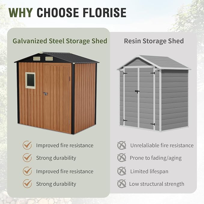 Outdoor Storage Shed 6x4 Ft, Lockable Metal Garden Shed - Image 7