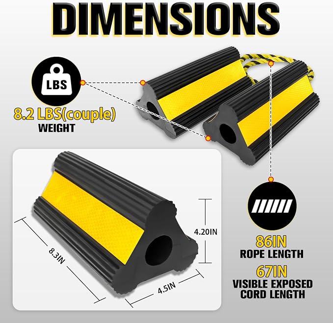 Heavy-Duty Wheel Chocks with Extra-Long Safety Rope - Image 2