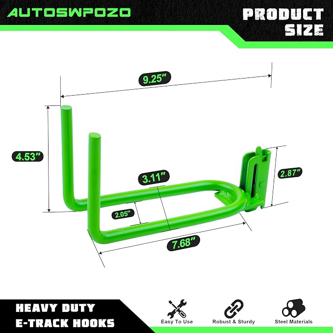 2-Pack E-Track Heavy Duty Shovel/Tool Hanger, E Track Hooks - Image 2