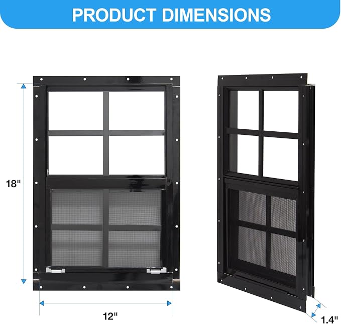 NeatiEase Upgraded Shed Windows 2 Pack, Chicken Coop - Image 4