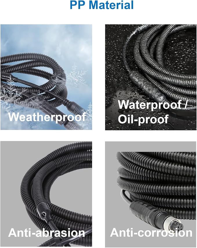 4 Pin Backup Camera Cable with Corrugated Tube Cover, 4 Pin Aviation Extension - Image 4