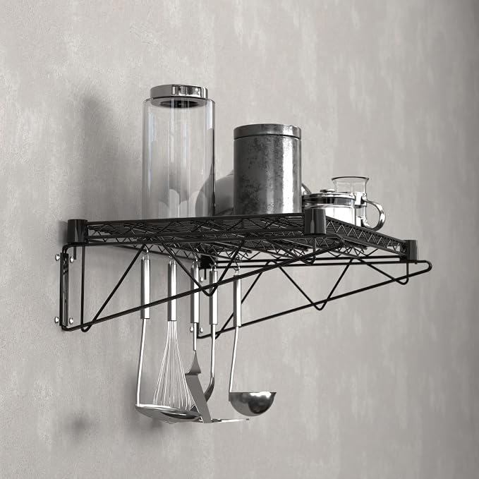 18" x 24" Black Epoxy Wire Wall Mount Shelf - Image 6