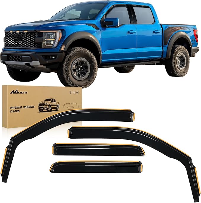 Nilight Durable Rain Guards for Ford F150 Super Crew 2009-2014, F150 SVT Raptor by Nilight