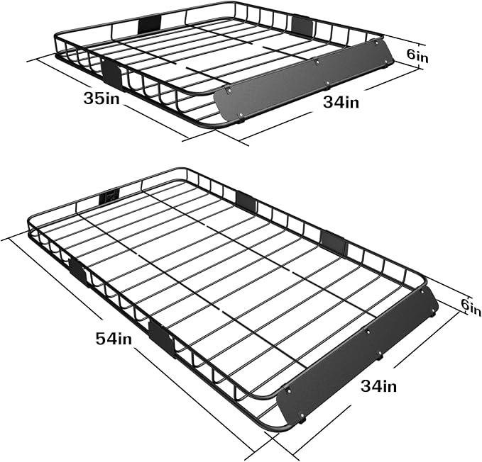 WEIZE Roof Rack Carrier Basket Universal Rooftop 54" x 34" x 6" + Waterproof Bag - Image 3