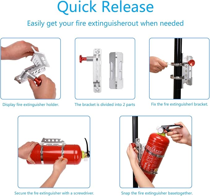 Vehicle Fire Extinguisher Mount Bracket, Aluminum Adjustable Quick Release Roll - Image 5