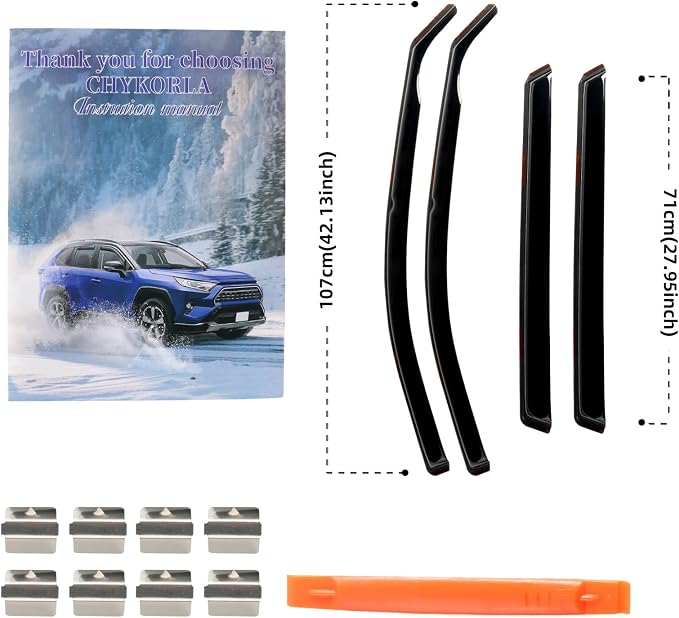 in Channel Rain Guards for 2021 2022 2023 2024 Nissan Rogue S, Smoke Tinted - Image 6