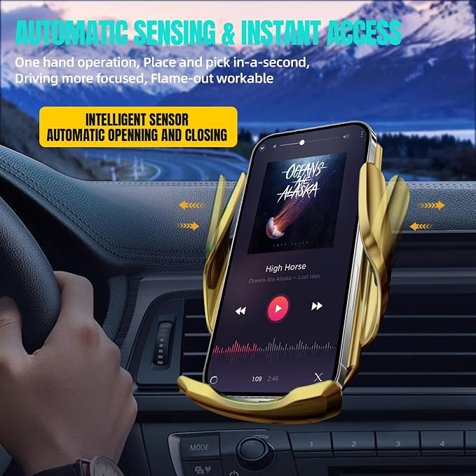 Wireless Car Charger, MAX 15W Fast Charging Auto Clamping, Sensing Phone Holder - Image 3