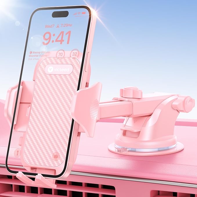 VICSEED Pink Phone Holder for Your Car Dashboard Windshield Air Vent Car Phone by VICSEED