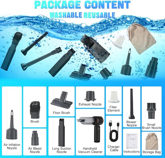 Handheld Car Vacuum 18000PA, 4-in-1 Mini Vacuum Cleaner Portable Cordless - Image 7