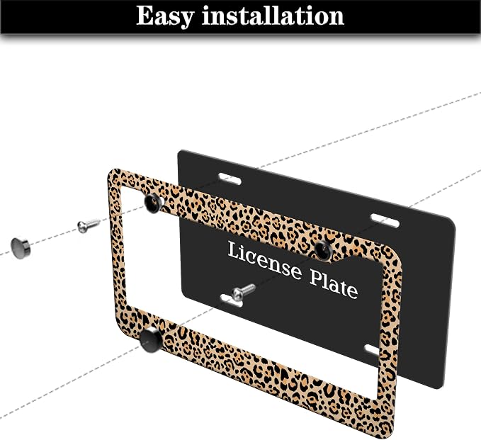 License Plate Frames Leopard Print Fun License Plate Frame Protector Cute - Image 7