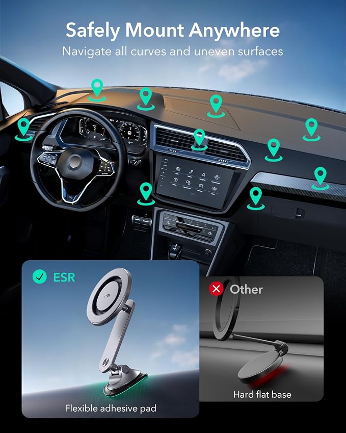 ESR for MagSafe Car Mount, Dashboard Magnetic Phone Holder for Car, 360° - Image 2