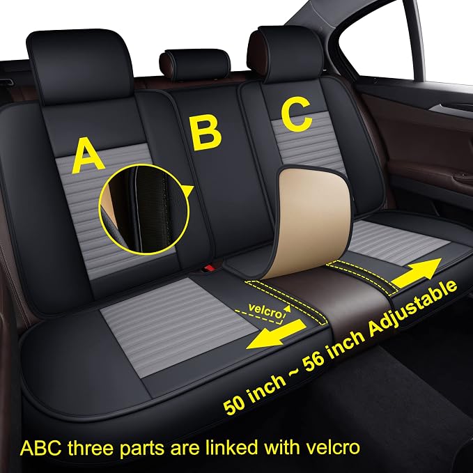 LINGVIDO Car Seat Covers, Breathable and Waterproof Faux Leather Automotive - Image 5