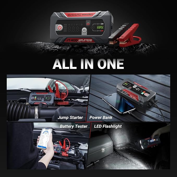 JT400 Jump Starter and Battery Tester, 2500A 12V Car Jumper Starter Portable - Image 8