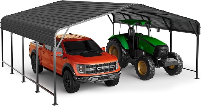 20x20 FT Metal Carport, Enhanced Base and Steel Roof by Unknown