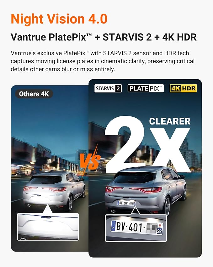 Vantrue N4 Pro S 4K 3 Channel Dash Cam w/Triple STARVIS 2, 4K+1080P+2.5K Front - Image 4