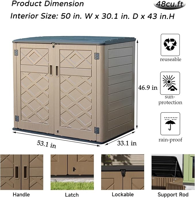 Resin Outdoor Storage Shed, Outdoor Storage Box Waterproof - Image 7